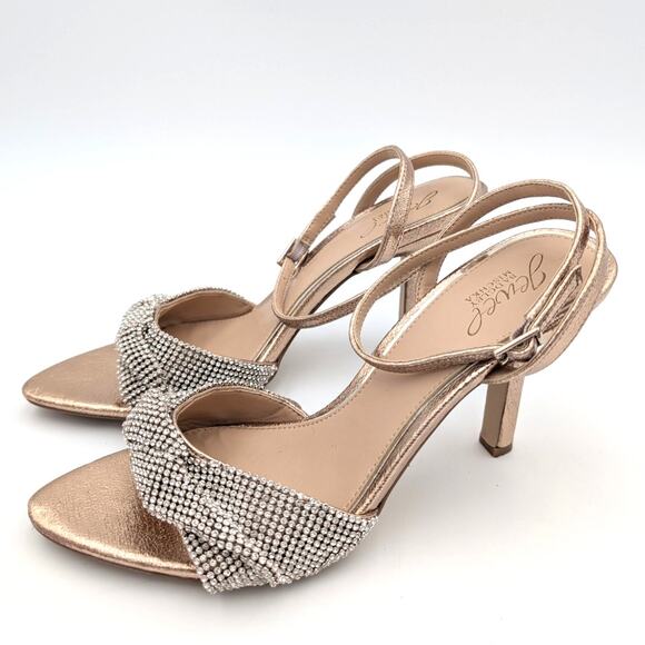 Jewel Badgley Mischka April Rhinestone Ankle Strap Sandal Size US8.5 EU39 - Picture 1 of 11
